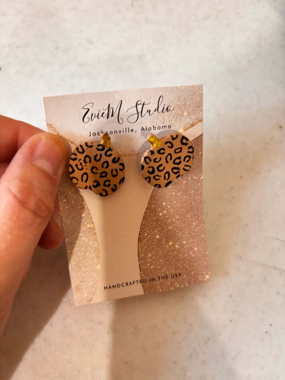 Evie M Studio Cheetah Pumpkin Stud Earrings